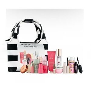 Sephora Favorites Beauty Collection with Striped Bag “what’s in my bag?” Set